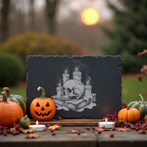 Halloween Skull Laser Engraving File for Slate Cheese