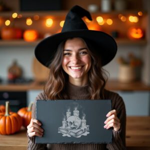 Halloween Skull Laser Engraving File for Slate Cheese