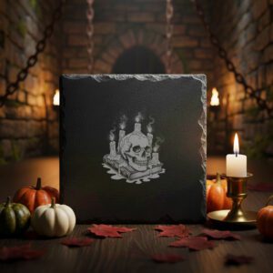 Halloween Skull Laser Engraving File, Spooky Candle Coaster