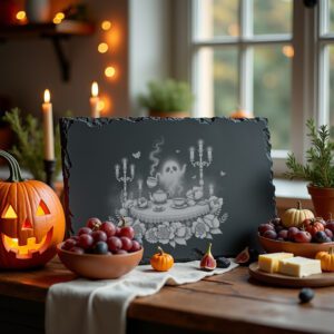 Halloween Slate Cheese Board, Ghostly Tea Party Engraving