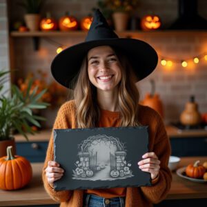 Halloween Slate Cheese Board, Graveyard Theme, Spooky Kitchen