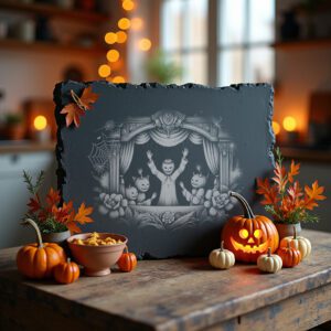 Halloween Slate Cheese Board, Laser Engraved Shadow Puppet