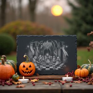 Halloween Slate Cheese Board Laser Engraving File, Masquerade