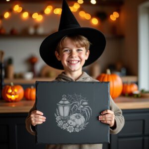 Halloween Spider Lantern Laser Engraving File for Slate