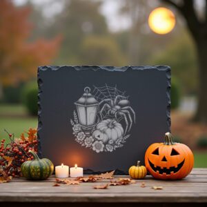Halloween Spider Lantern Laser Engraving File for Slate