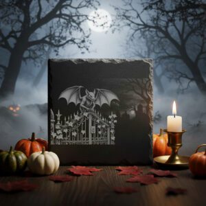 Halloween Vampire Bat Gate Coaster Laser Engraving File,