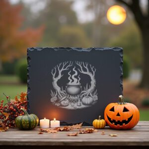 Halloween Witch Cauldron Laser Engraving File for Slate