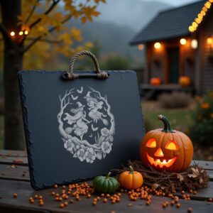 Halloween Witch Engraving File, Slate Cheese Board, Charcuterie