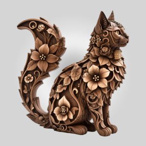 Manx Cat 3D Illusion Laser Engraving Design, Glowforge
