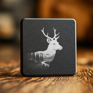 Slate Coaster Engraving File, Graceful Deer Design PNG,