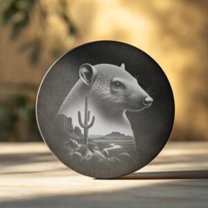Slate Coaster Engraving File, Mystical Armadillo, Laser Art