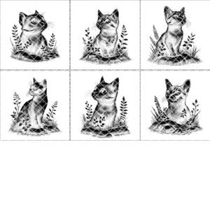 Slate Coaster Laser Engraving PNG Bundle, Cute Cat