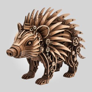 Steampunk Armadillo 3D Illusion Laser Engraving Design, Mechanical