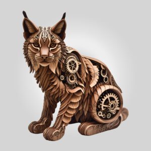 Steampunk Lynx Cat 3D Illusion Laser Engraving File,