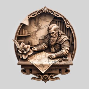Viking Soldier 3D Illusion Laser Engraving Design, Wall