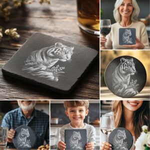 Wild Animal Coaster Engraving Bundle, 6 Unique PNG