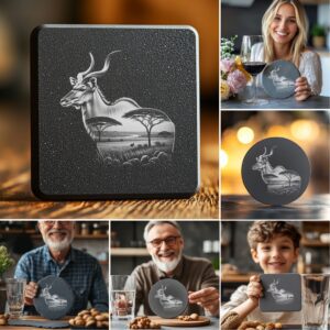 Wild Animal Double Exposure Bundle, Slate Coaster Engraving