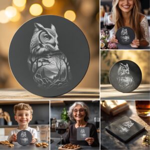 Wild Animal Double Exposure Coaster Engraving PNG Bundle