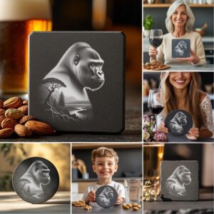 Wild Animal Double Exposure Coaster Engraving PNG Bundle