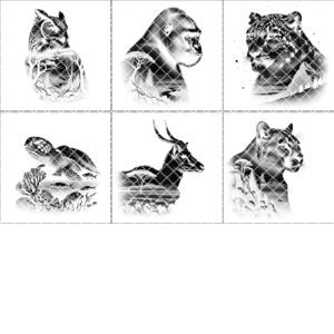 Wild Animal Double Exposure Coaster Engraving PNG Bundle