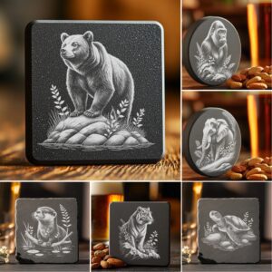 Wild Animal Slate Coaster Engraving Design Bundle, 6