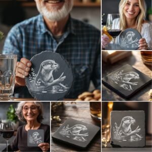 Wild Animals Coaster Laser Engraving Bundle, 6 Rustic