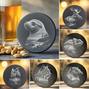 Wild Animals Double Exposure Slate Coaster Engraving Designs,
