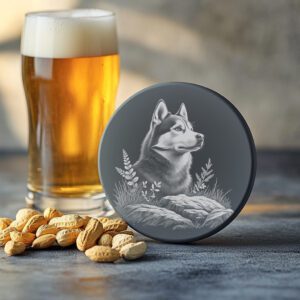 Wolf in Nature Slate Coaster Engraving File, Rustic