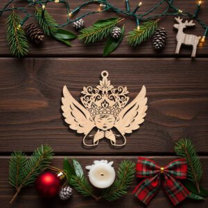 Angel Ornament Christmas File, Crowned Angel with Wings,