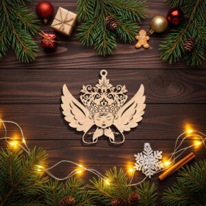 Angel Ornament Christmas File, Crowned Angel with Wings,