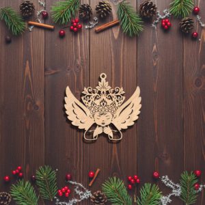 Angel Ornament Christmas File, Crowned Angel with Wings,