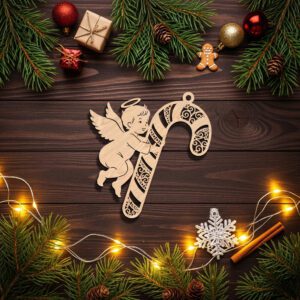 Angel Ornament Christmas Laser File, Angel with Candy