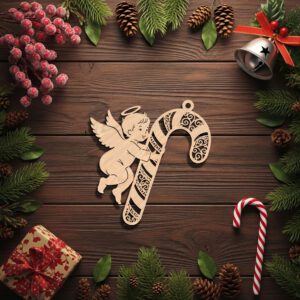 Angel Ornament Christmas Laser File, Angel with Candy