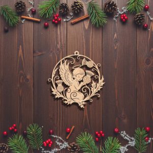 Angel Ornament Christmas Laser File, Angel with Thistles