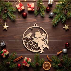 Angel Ornament Christmas Laser File, Bird Design, Memorial