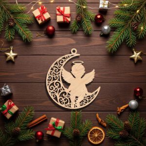 Angel Ornament Christmas Laser File, Celestial Angel on