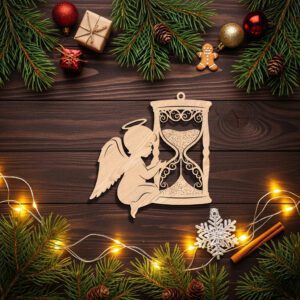 Angel Ornament Christmas Laser File, Hourglass Memorial Design,