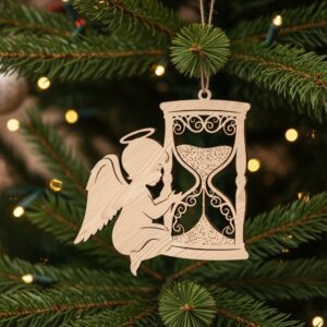 Angel Ornament Christmas Laser File, Hourglass Memorial Design,