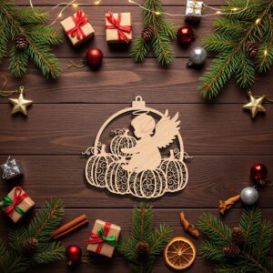 Angel Ornament Christmas Laser File, Pumpkin Silhouette Design