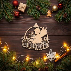 Angel Ornament Christmas Laser File, Pumpkin Silhouette Design