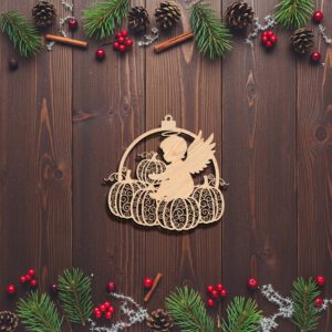 Angel Ornament Christmas Laser File, Pumpkin Silhouette Design