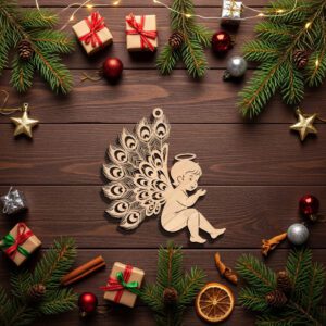 Angel Ornament Digital File, Cherub Silhouette Holiday Decor,
