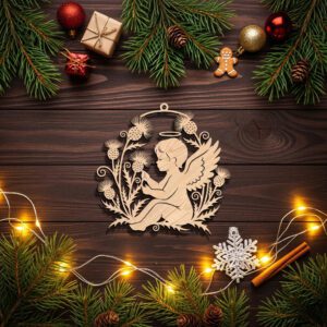 Angel Ornament Digital File, Christmas Angel Silhouette with