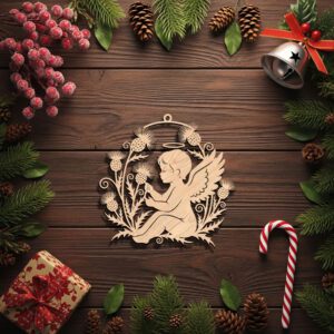 Angel Ornament Digital File, Christmas Angel Silhouette with