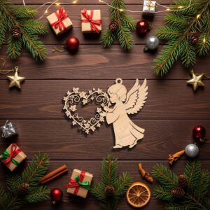 Angel Ornament Digital File, Christmas Angel with Heart,