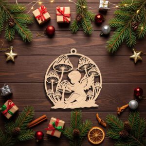 Angel Ornament Digital File, Christmas Mushroom Silhouette Design