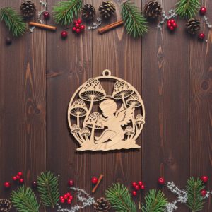Angel Ornament Digital File, Christmas Mushroom Silhouette Design