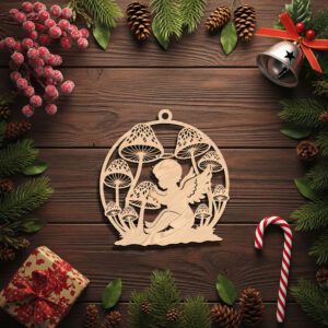 Angel Ornament Digital File, Christmas Mushroom Silhouette Design