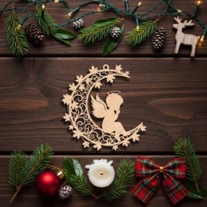 Angel Ornament File, Christmas Moon Silhouette Design for