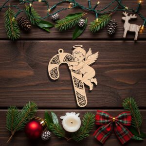Angel Ornament Laser File, Candy Cane Holiday Decor,